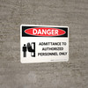 Danger: Admittance to Authorized Personel Only Landscape with Icon - Wall Sign