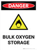 Danger: Bulk Oxygen Storage Portrait With Icon - Wall Sign