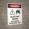 Danger: Electric Room Authorized Personnel Only Portrait with Icon - Wall Sign
