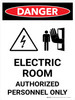 Danger: Electric Room Authorized Personnel Only Portrait with Icon - Wall Sign
