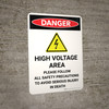 Danger: High Voltage Area Portrait with Icon - Wall Sign Danger: High Voltage Area Portrait with Icon - Wall Sign