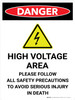 Danger: High Voltage Area Portrait with Icon - Wall Sign Danger: High Voltage Area Portrait with Icon - Wall Sign