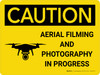 Caution: Aerial Filming and Photography in Progress Landscape With Icon - Wall Sign Caution: Aerial Filming and Photography in Progress Landscape With Icon - Wall Sign