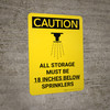 Caution: All Storage Must be 18 Inches Below Sprinklers Portrait With Icon - Wall Sign