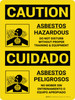 Caution: Asbestos Hazardous Bilingual Spanish With Icons - Wall Sign