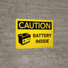 Caution: Battery Inside Landscape With Icon - Wall Sign