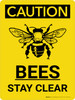 Caution: Bees Stay Clear Portrait With Icon - Wall Sign Caution: Bees Stay Clear Portrait With Icon - Wall Sign