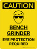 Caution: Bench Grinder Eye Protection Required Portrait With Icon - Wall Sign Caution: Bench Grinder Eye Protection Required Portrait With Icon - Wall Sign