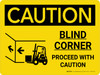 Caution: Blind Corner Landscape with Icon - Wall Sign
