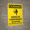 Caution: Confined Space Do Not Enter Spanish Portrait With Icon - Wall Sign