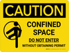 Caution: Confined Space Do Not Enter Without Obtaining Permit Landscape With Icon - Wall Sign Caution: Confined Space Do Not Enter Without Obtaining Permit Landscape With Icon - Wall Sign