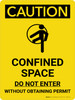 Caution: Confined Space Do Not Enter Without Obtaining Permit Portrait With Icon - Wall Sign