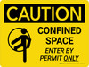 Caution: Confined Space Enter By Permit Only Landscape With Icon - Wall Sign Caution: Confined Space Enter By Permit Only Landscape With Icon - Wall Sign