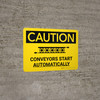 Caution: Conveyors Start Automatically Landscape With Icon - Wall Sign