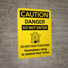 Caution: Do Not Enter Honeybees Sting To Defend Their Hives With Icon - Wall Sign