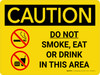 Caution: Do Not Smoke Eat Drink In This area Landscape With Icons - Wall Sign