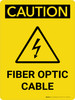 Caution: Fiber Optic Cable Portrait With Icon - Wall Sign