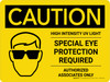 Caution: High Intensity UV Light Eye Protection Required Landscape With Icon - Wall Sign Caution: High Intensity UV Light Eye Protection Required Landscape With Icon - Wall Sign