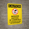 Caution: Improper Disposal of Chemicals Portrait With Icon - Wall Sign Caution: Improper Disposal of Chemicals Portrait With Icon - Wall Sign