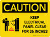 Caution: Keep Electrical Panel Clear for 36 Inches Landscape With Icon - Wall Sign Caution: Keep Electrical Panel Clear for 36 Inches Landscape With Icon - Wall Sign