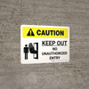 Caution: Keep Out White Landscape With Icon - Wall Sign Caution: Keep Out White Landscape With Icon - Wall Sign