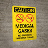 Caution: Medical Gases No Smoking Portrait With Icons - Wall Sign