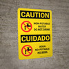 Caution: Non Potable Water Do Not Drink Bilingual Spanish With Icon - Wall Sign Caution: Non Potable Water Do Not Drink Bilingual Spanish With Icon - Wall Sign