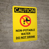 Caution: Non Potable Water Do Not Drink Portrait With Icon - Wall Sign