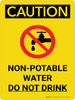 Caution: Non Potable Water Do Not Drink Portrait With Icon - Wall Sign