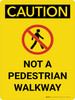 Caution: Not A Pedestrian Walkway Portrait With Icon - Wall Sign