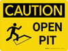 Caution: Open Pit Landscape With Icon - Wall Sign