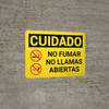 Caution: No Smoking No Open Flames Spanish Landscape With Icon - Wall Sign