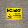 Caution: Pesticide Storage Area Use Proper Personal Protective Equipment Landscape With Icon - Wall Sign Caution: Pesticide Storage Area Use Proper Personal Protective Equipment Landscape With Icon - Wall Sign