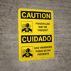 Caution: Poison Gas May Be Present Bilingual Spanish With Icons - Wall Sign