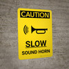 Caution: Slow Sound Horn Portrait With Icon - Wall Sign