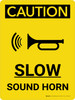Caution: Slow Sound Horn Portrait With Icon - Wall Sign