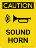 Caution: Sound Horn Portrait With Icon - Wall Sign