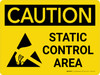 Caution: Static Control Area Landscape With Icon - Wall Sign Caution: Static Control Area Landscape With Icon - Wall Sign
