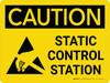 Caution: Static Control Station Landscape With Icon - Wall Sign