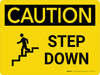 Caution: Step Down Yellow Landscape With Icon - Wall Sign Caution: Step Down Yellow Landscape With Icon - Wall Sign