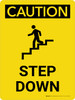 Caution: Step Down Yellow Portrait With Icon - Wall Sign Caution: Step Down Yellow Portrait With Icon - Wall Sign