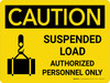 Caution: Suspended Load Authorized Personnel Only Landscape With Icon - Wall Sign Caution: Suspended Load Authorized Personnel Only Landscape With Icon - Wall Sign