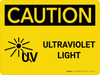 Caution: Ultraviolet Light Landscape With Icon - Wall Sign Caution: Ultraviolet Light Landscape With Icon - Wall Sign
