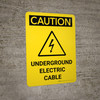 Caution: Underground Electric Cable Portrait With Icon - Wall Sign