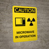 Caution: Microwave In Operation Portrait With Icon - Wall Sign