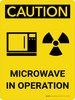 Caution: Microwave In Operation Portrait With Icon - Wall Sign