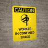 Caution: Worker In Confined Space Portrait With Icon - Wall Sign