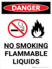 Danger: No Smoking Flammable Liquids Portrait with Icon - Wall Sign Danger: No Smoking Flammable Liquids Portrait with Icon - Wall Sign