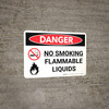 Danger: No Smoking Flammable Liquids with Icons - Wall Sign Danger: No Smoking Flammable Liquids with Icons - Wall Sign