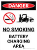 Danger: No Smoking Battery Charging Area Portrait with Icon - Wall Sign